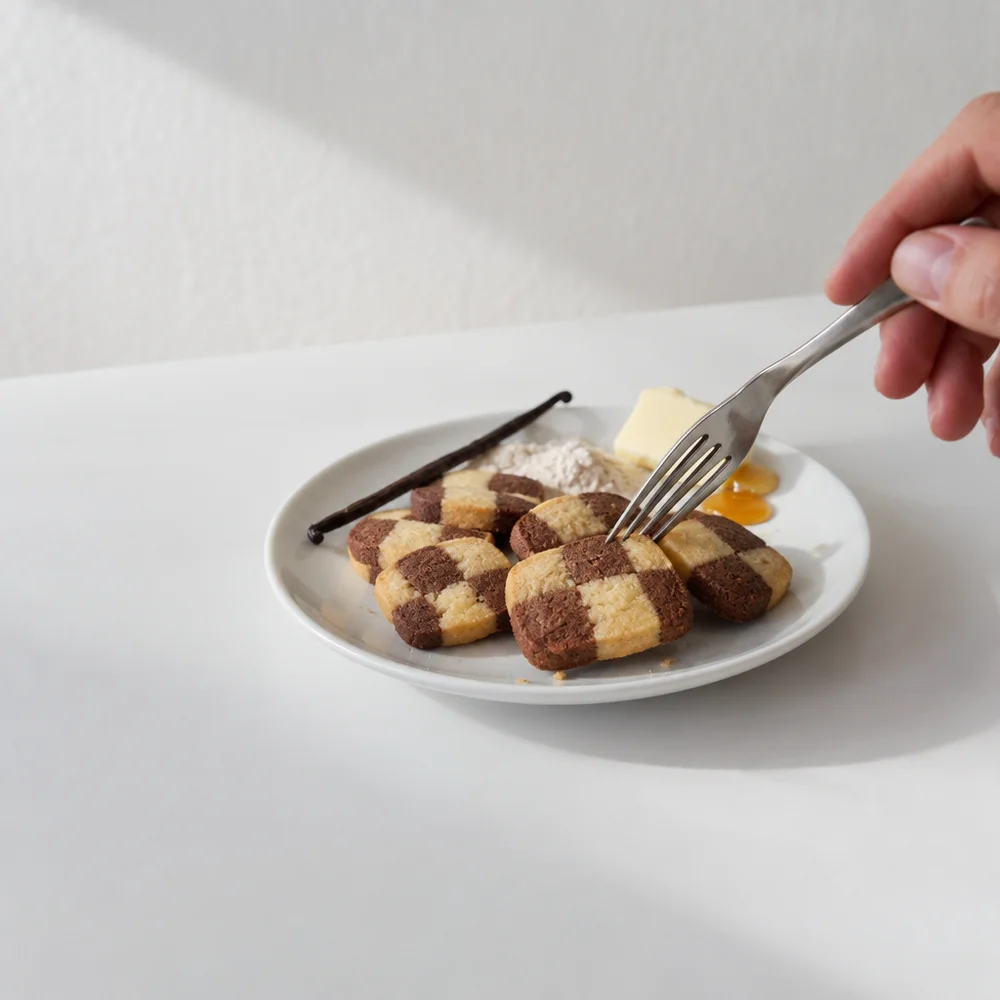 Black and white cookies with butter and cocoa