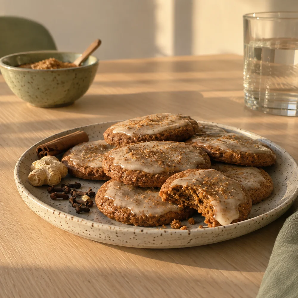 Swedish gingerbread cookies (pepparkakor) with ginger and cloves