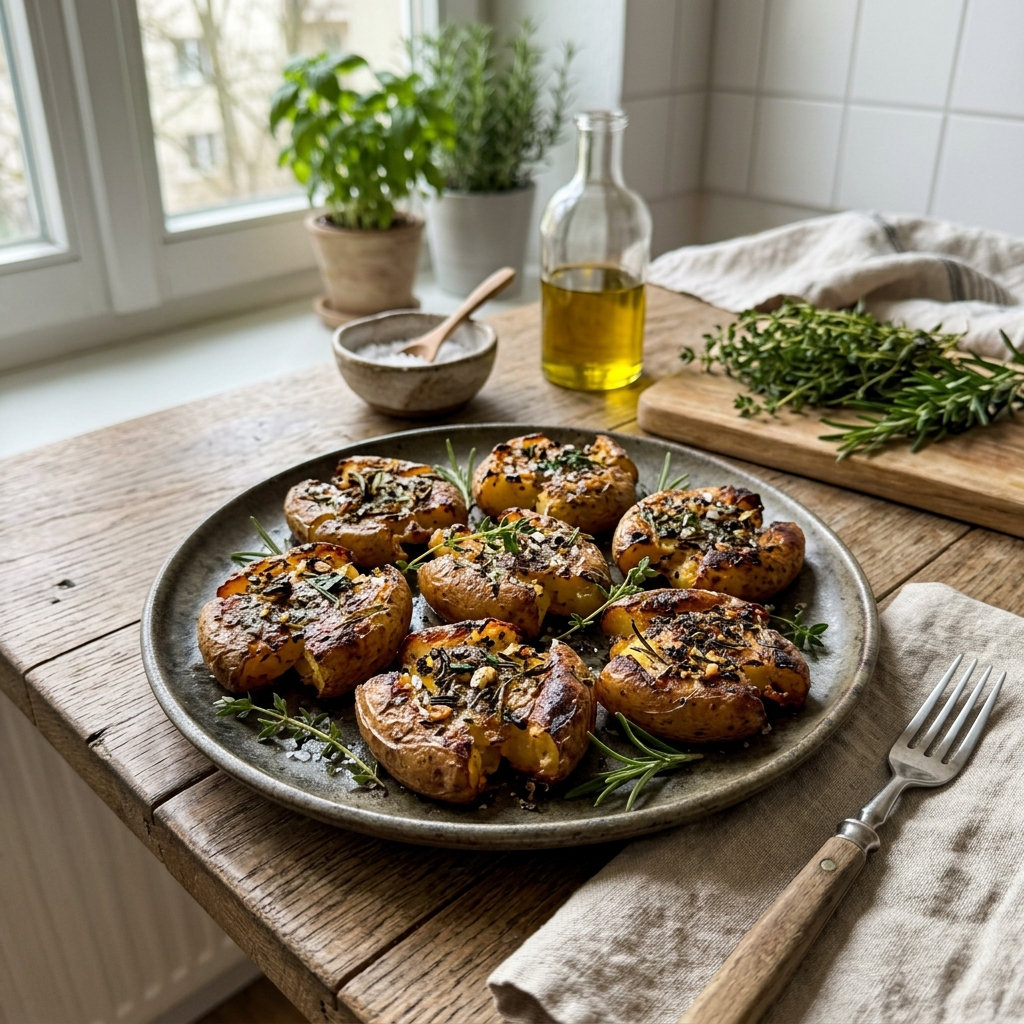 Crispy smashed potatoes
