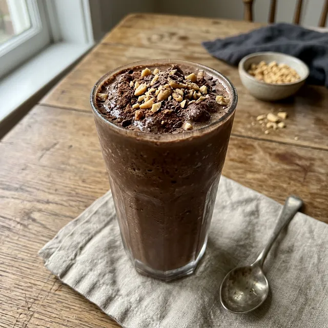 Peanut butter and chocolate smoothie with dates