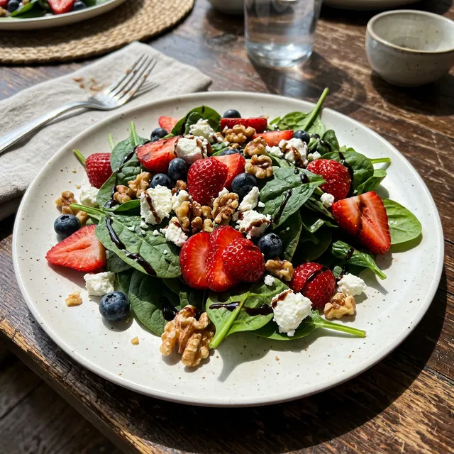 Gluten-free berry and spinach salad with goat's cheese