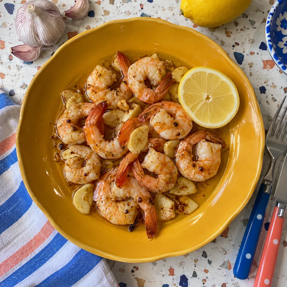 Spanish garlic prawns (gambas al ajillo)