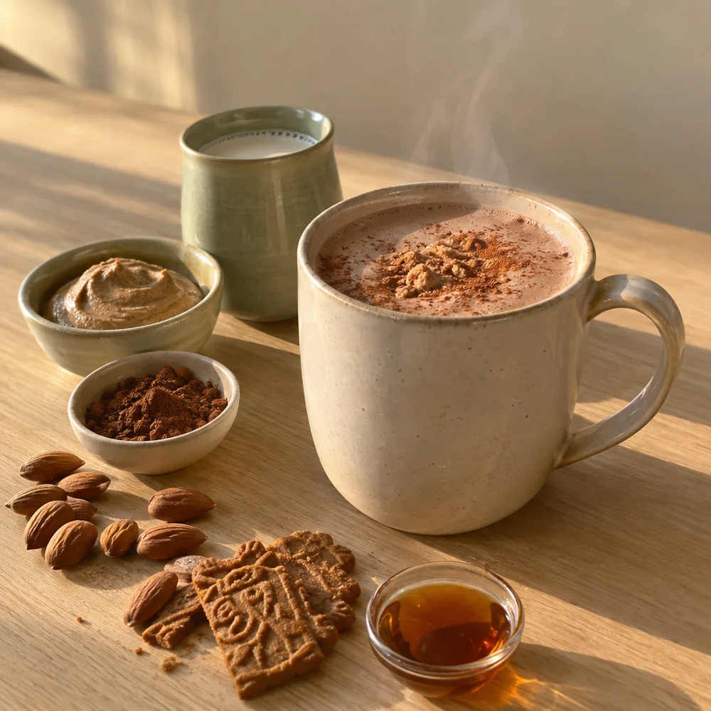 Spekulatius hot cocoa with almond milk and almond butter