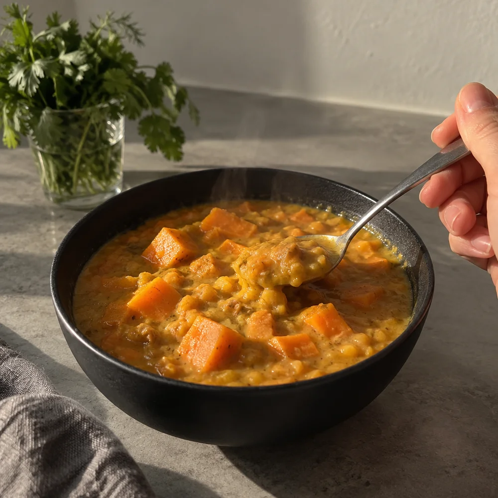 Sweet potato dal with coconut milk