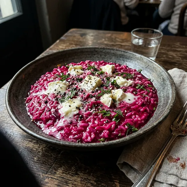 Vegetarian beetroot risotto