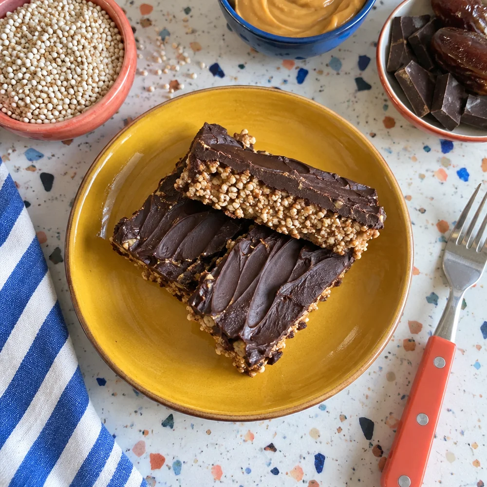 Vegan amaranth bars with chocolate