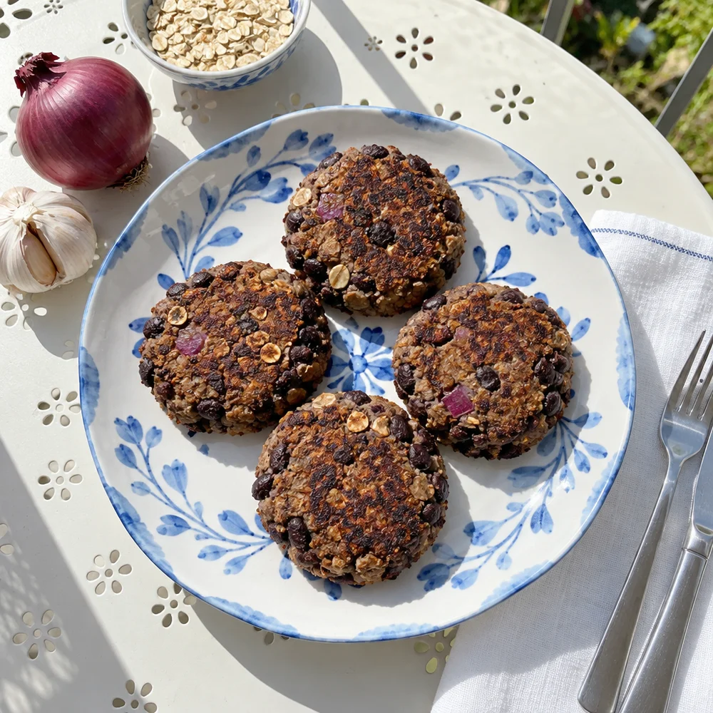Vegan black bean burger patties