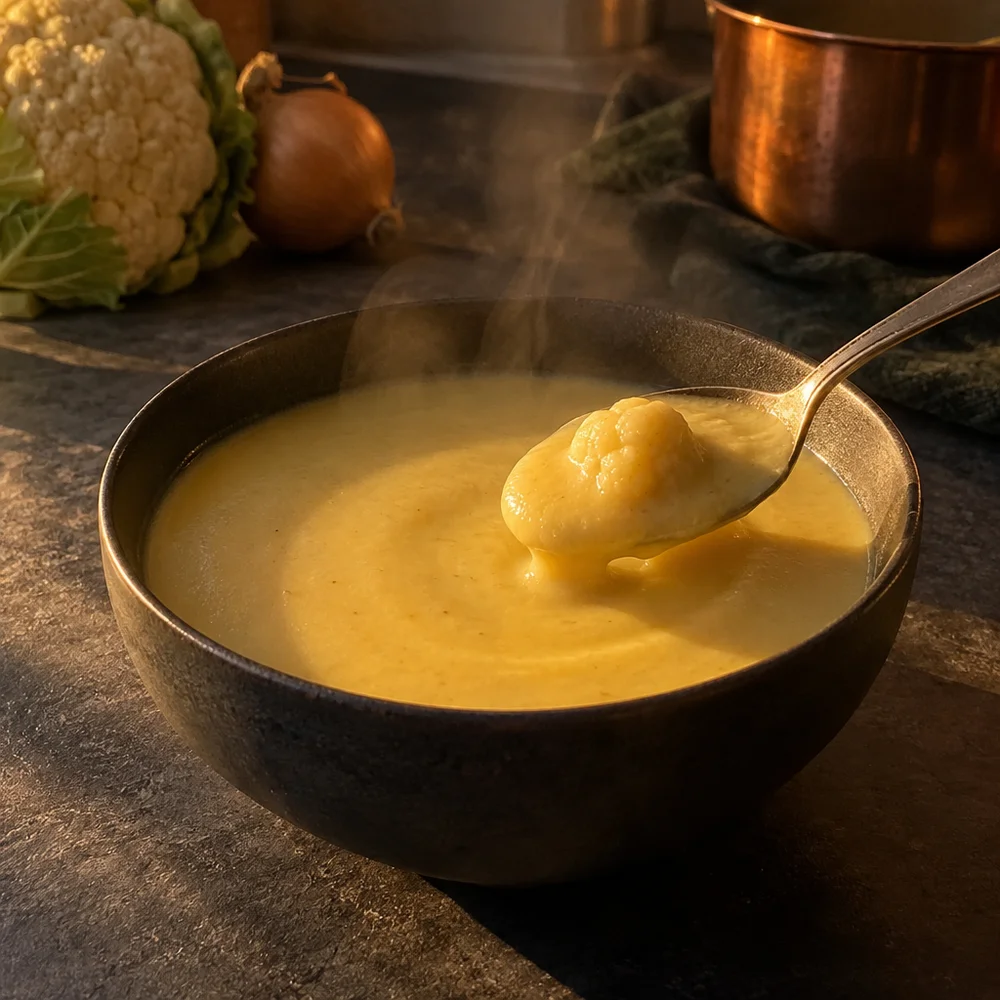 Vegan cauliflower curry soup