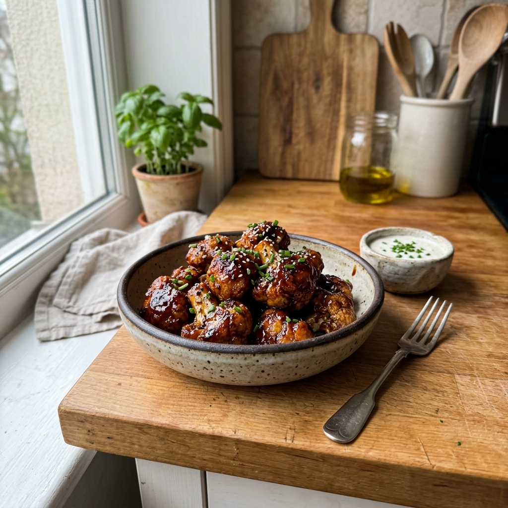 Vegan cauliflower wings with BBQ glaze