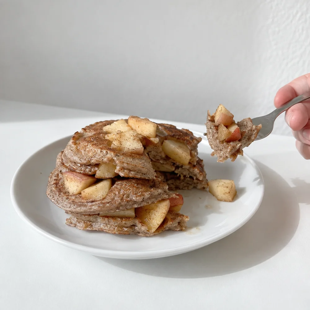 Vegan buckwheat pancakes with apple