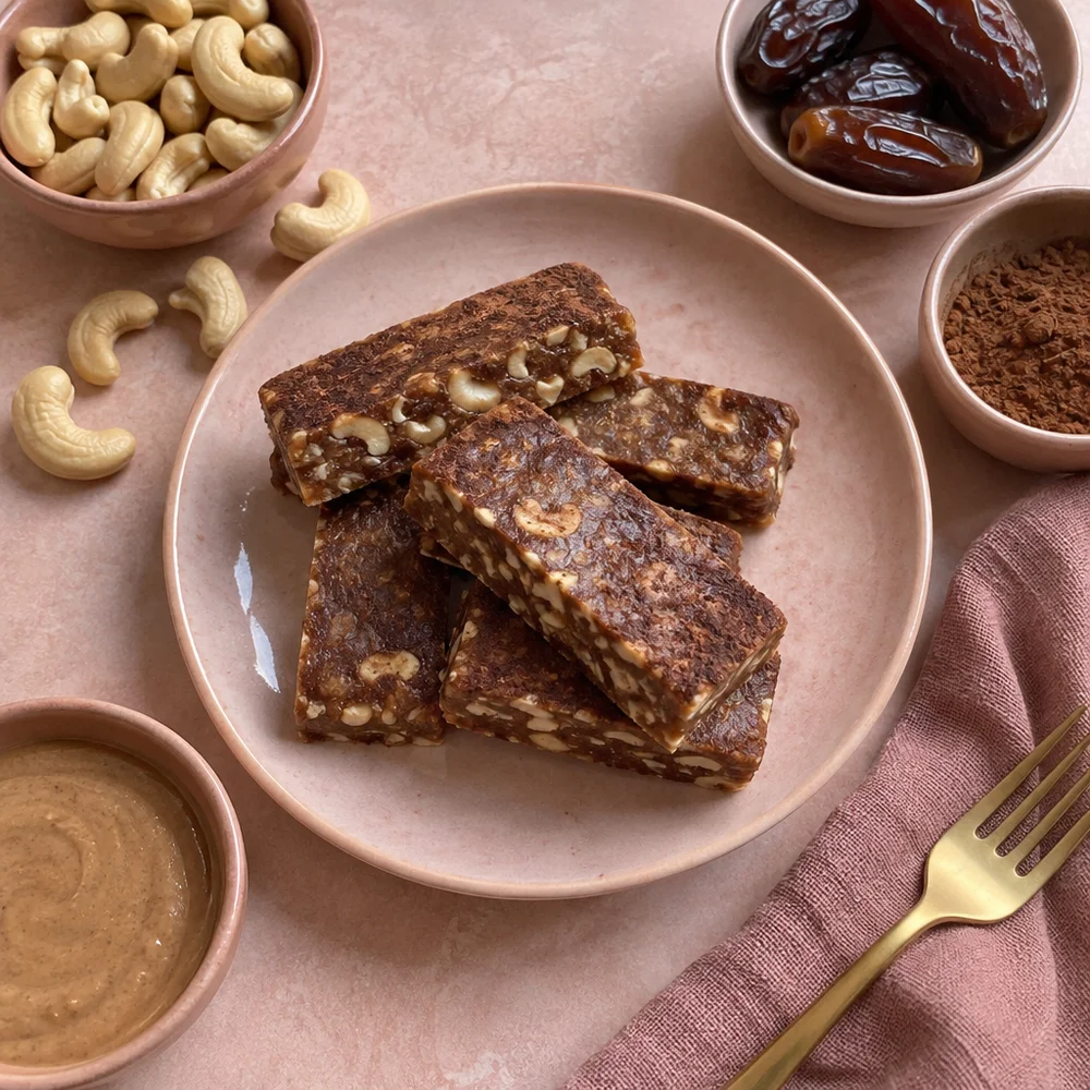 Vegan cashew caramel bars