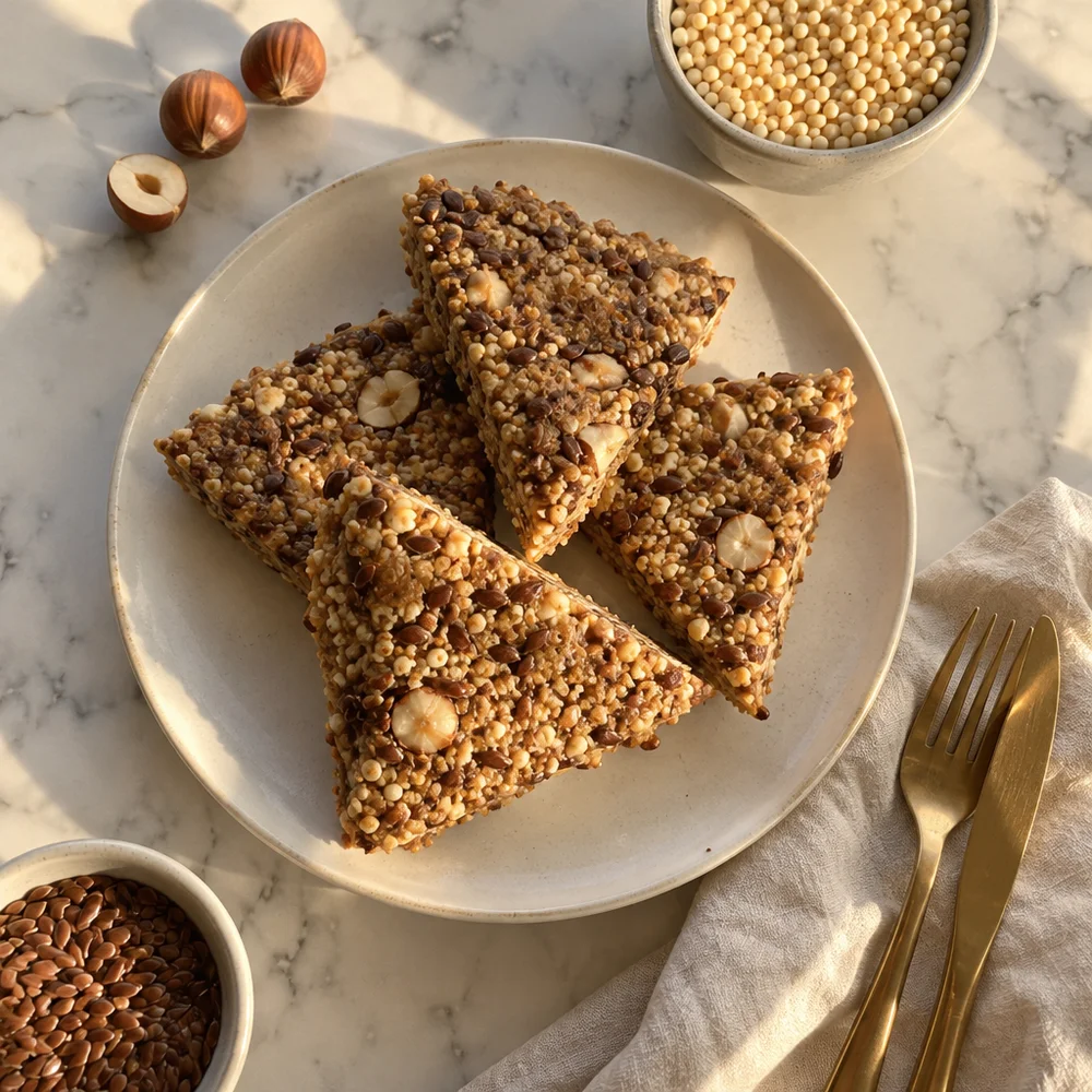 Vegan millet and hazelnut squares