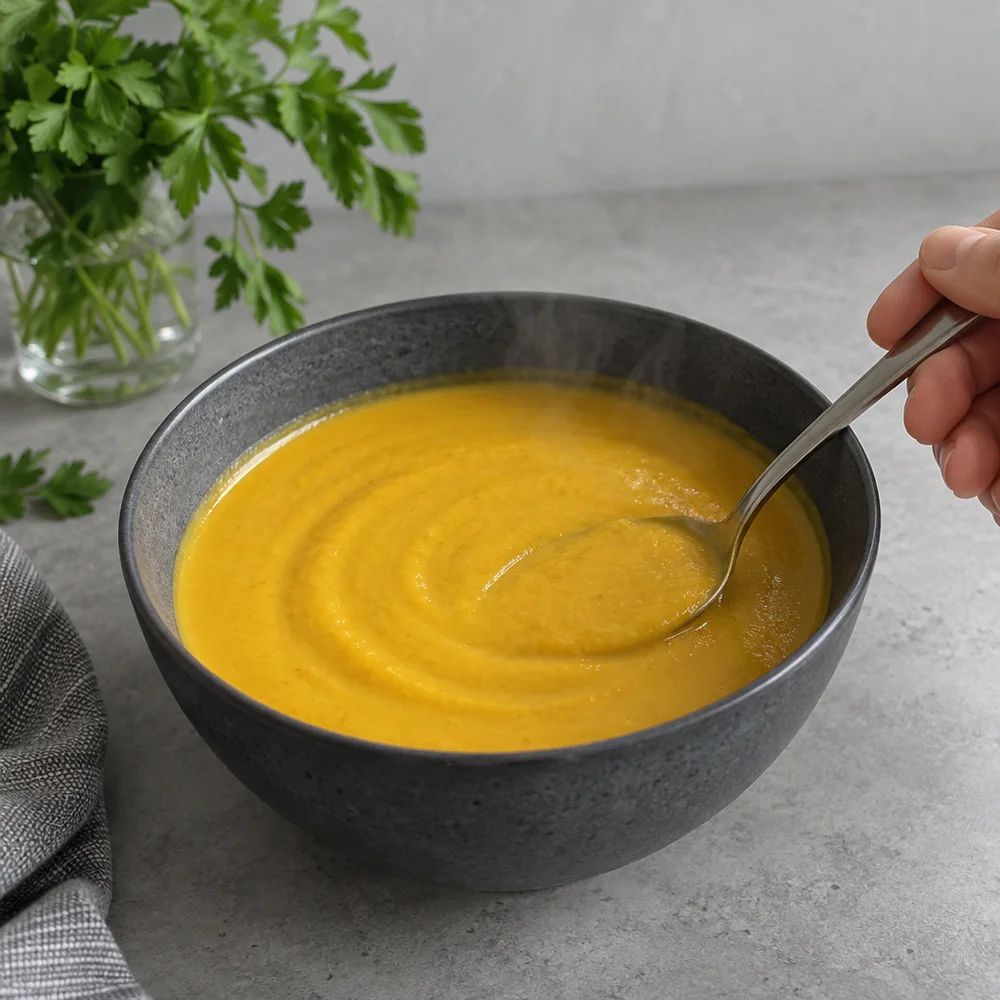 Vegan turmeric lentil soup with coconut milk