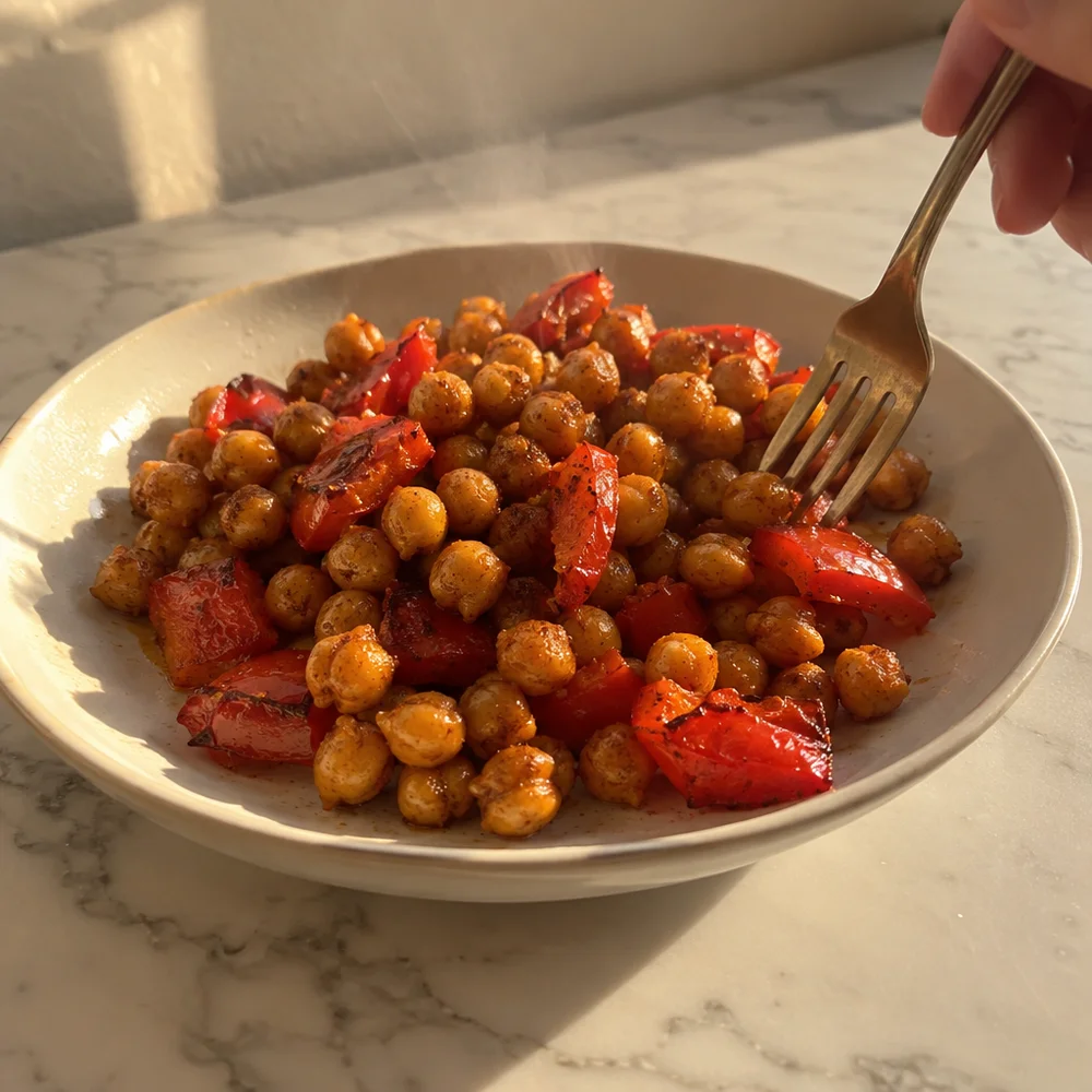 Vegan oven-roasted chickpeas with paprika