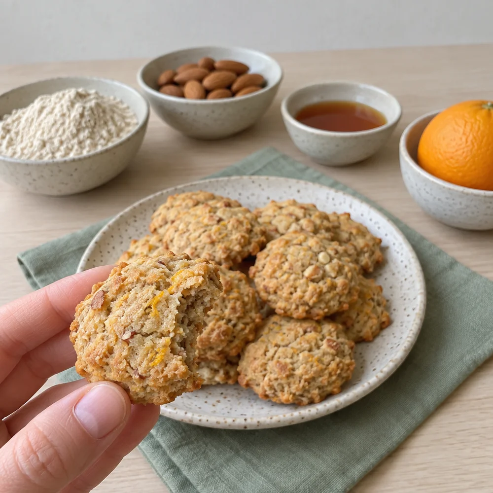 Vegan orange and almond cookies with spelt