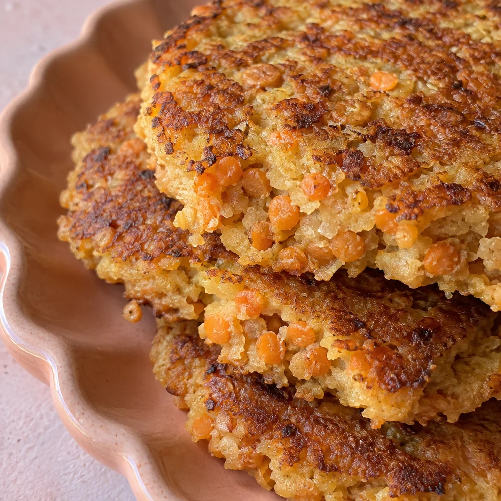 Vegan red lentil coconut pancakes