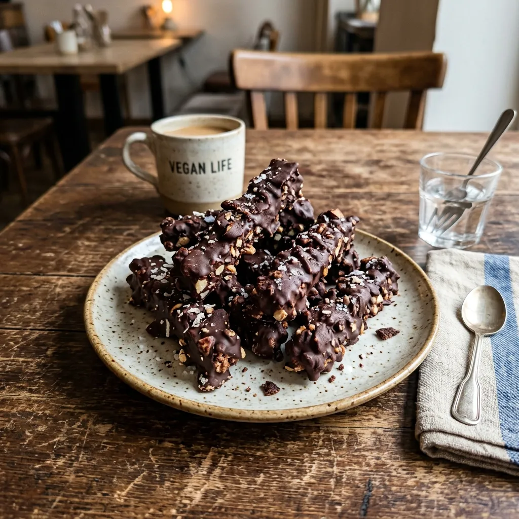 Vegan crunchy chocolate sticks
