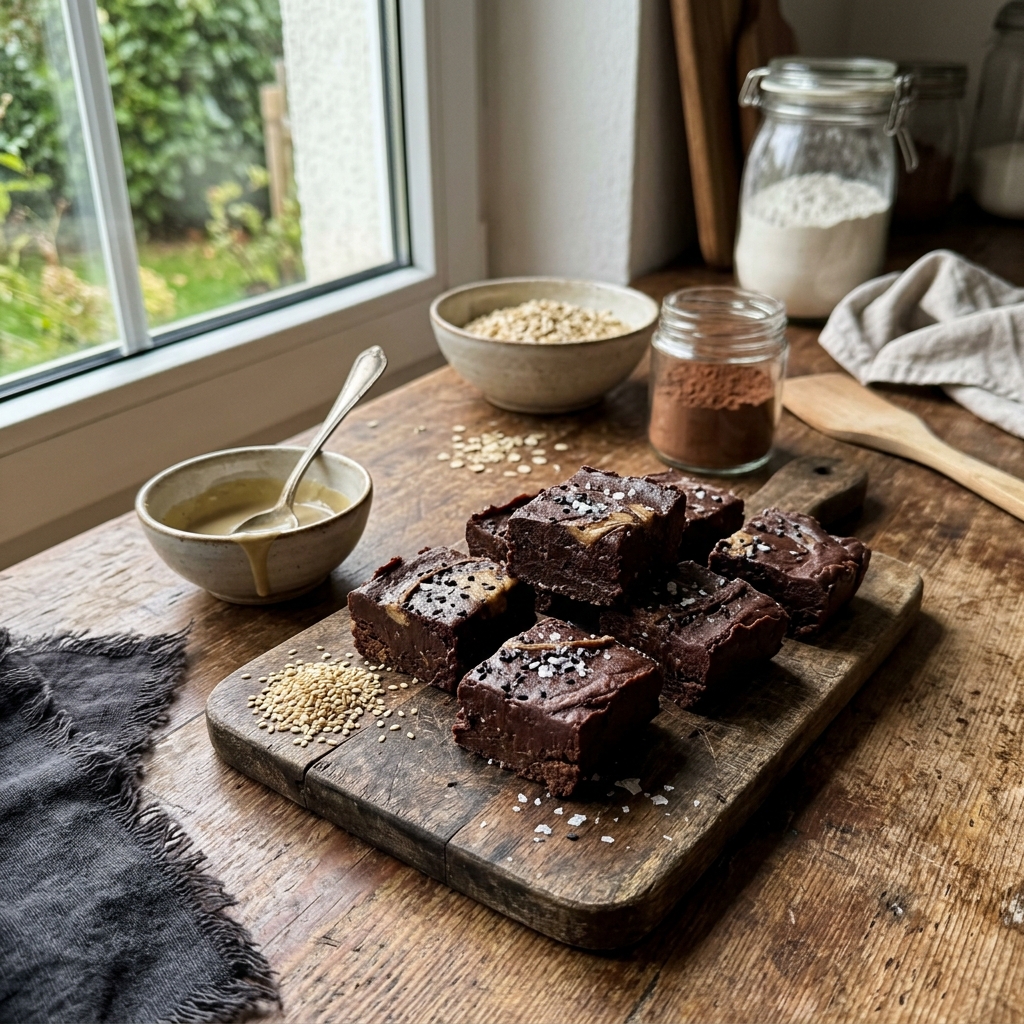 Vegan chocolate tahini fudge