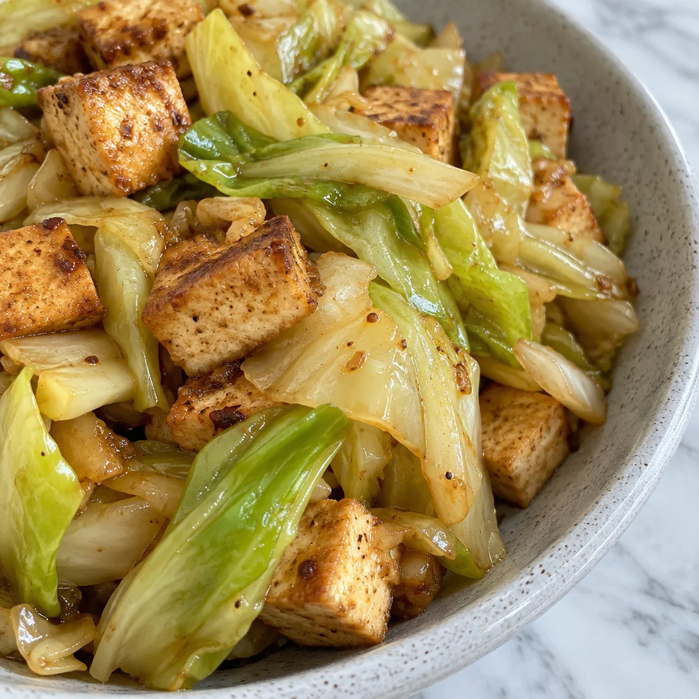Vegan sweetheart cabbage stir-fry with tofu