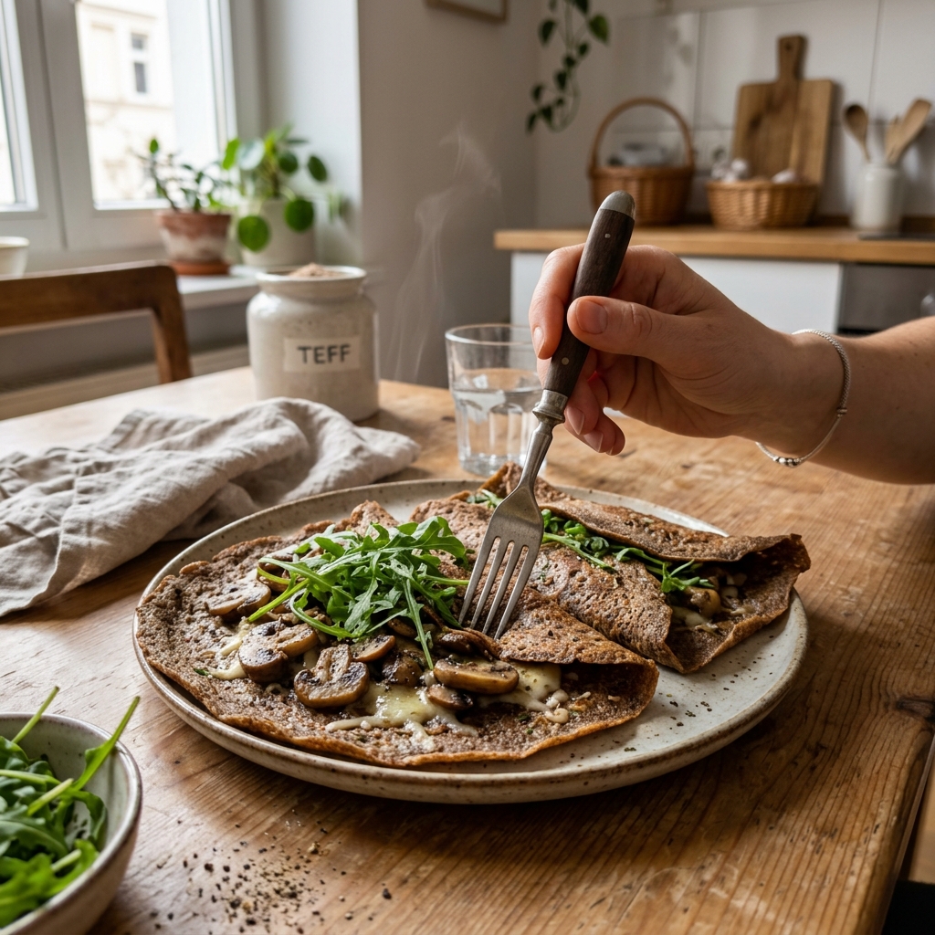 Vegan teff flour galettes