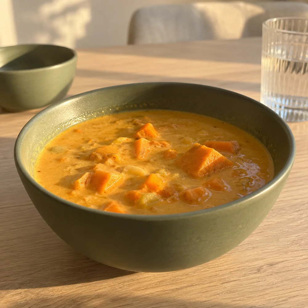 Vegan Thai coconut soup with sweet potato