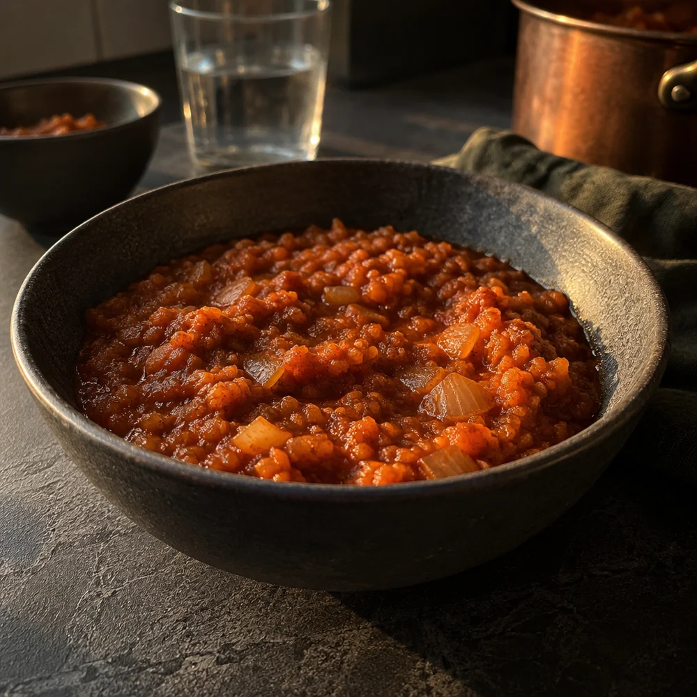 Vegan Ethiopian lentil stew with berbere spice