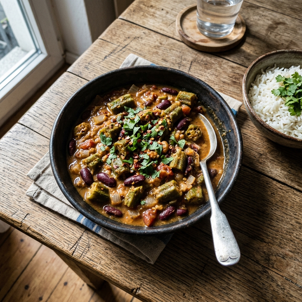 Vegan African peanut and okra stew