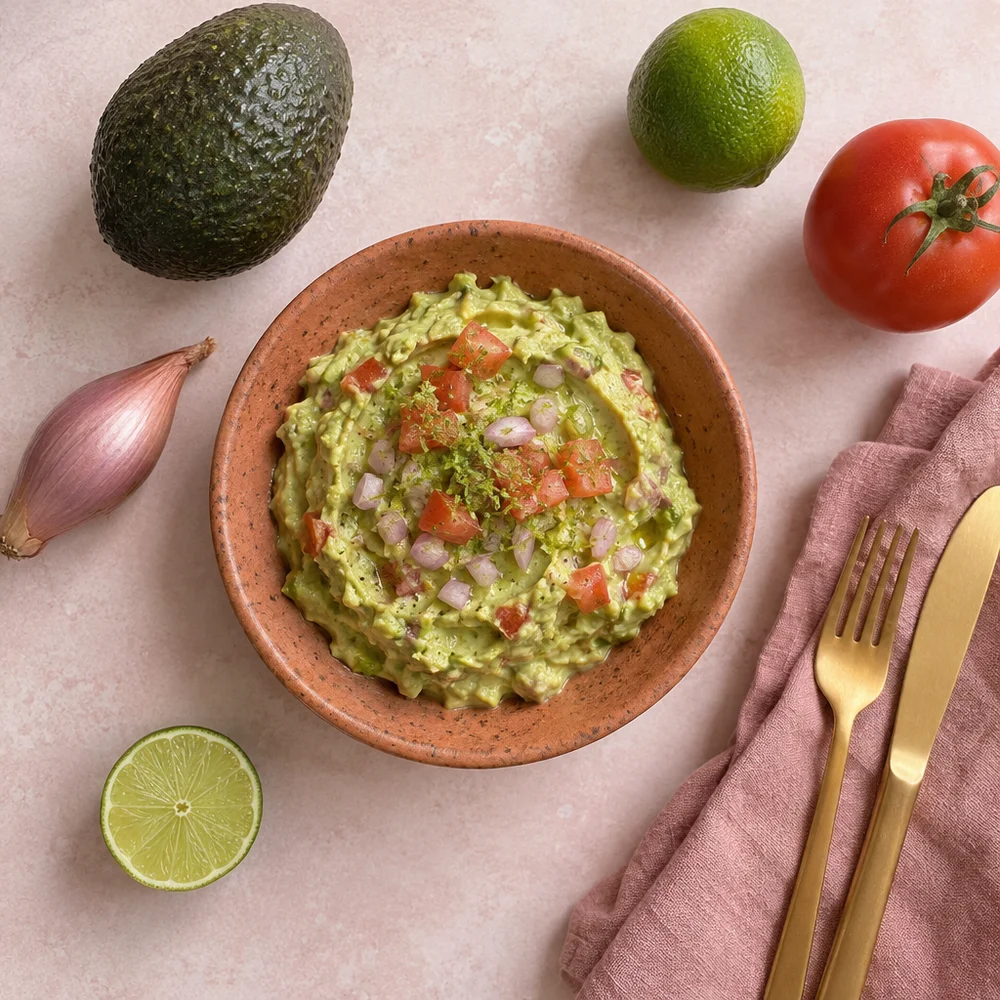 Vegan avocado and lime dip for raclette and fondue