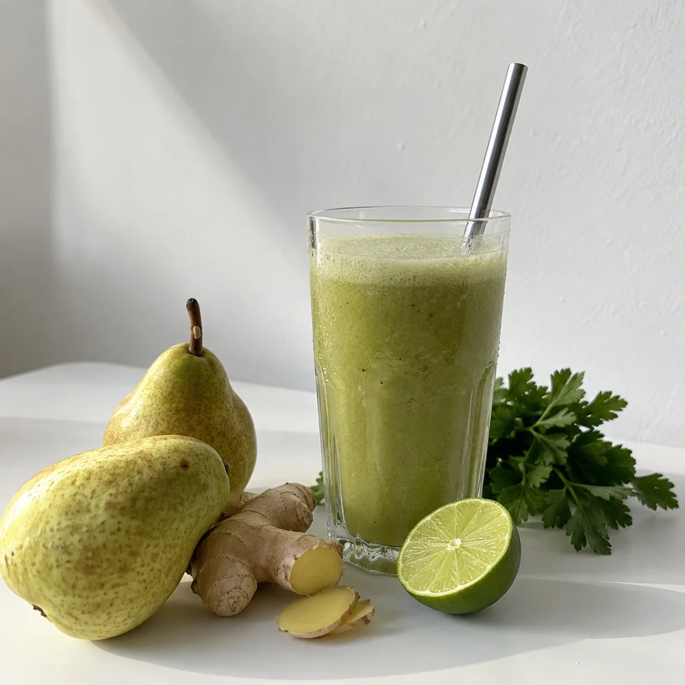 Vegan pear and ginger juice