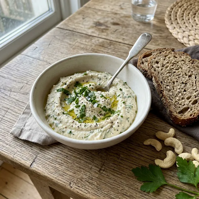 Vegan cashew and herb spread