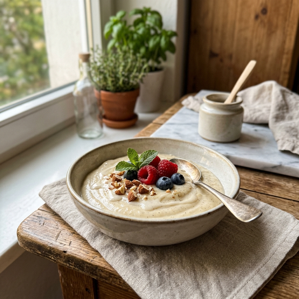 Vegan cashew vanilla pudding