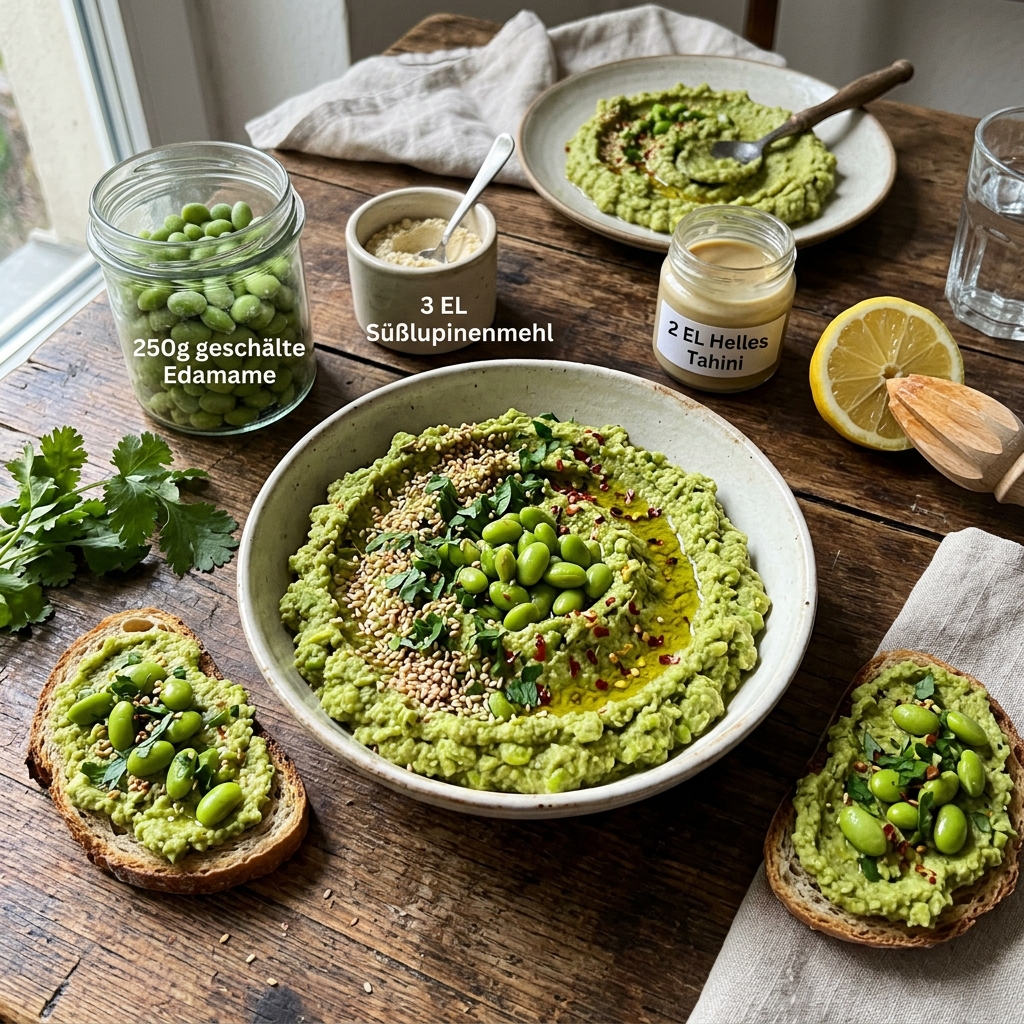 Vegan edamame and lupin hummus