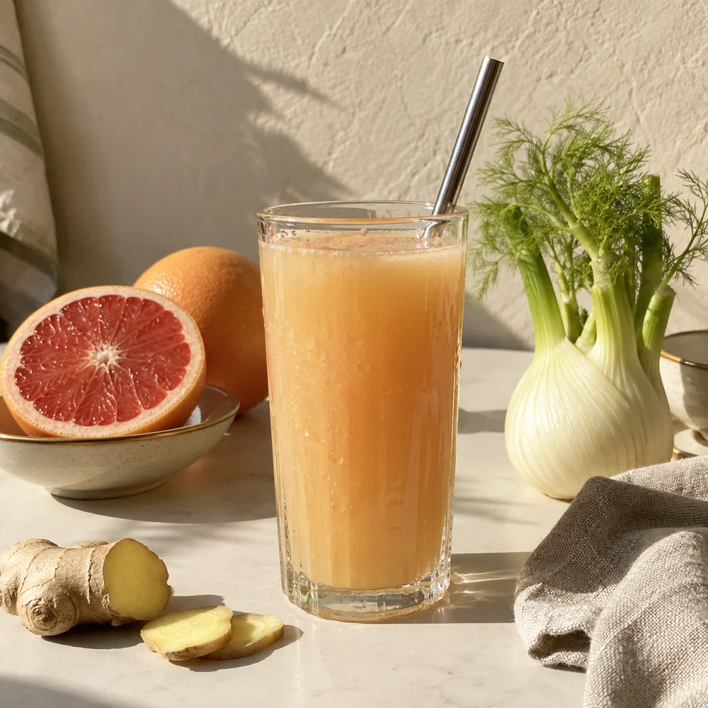 Vegan fennel and grapefruit juice