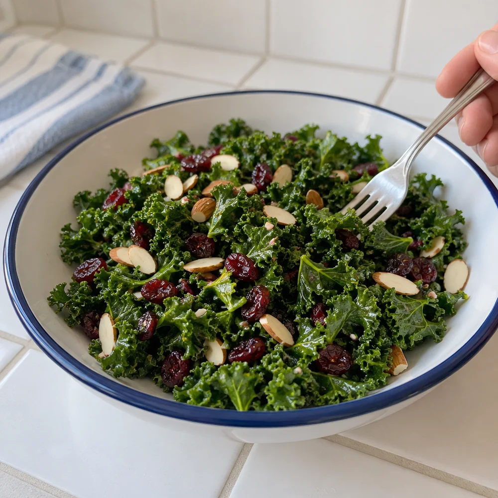 Vegan kale and cranberry salad