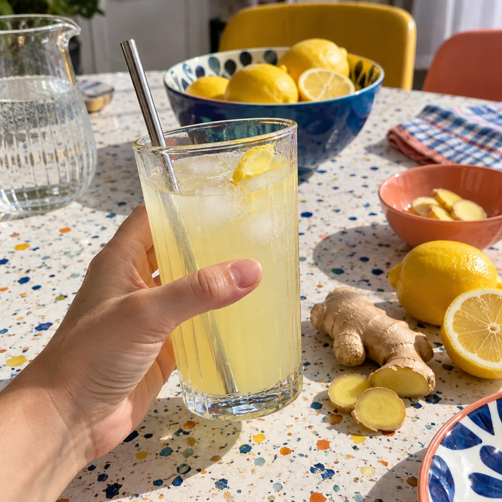 Vegan ginger and lemon juice