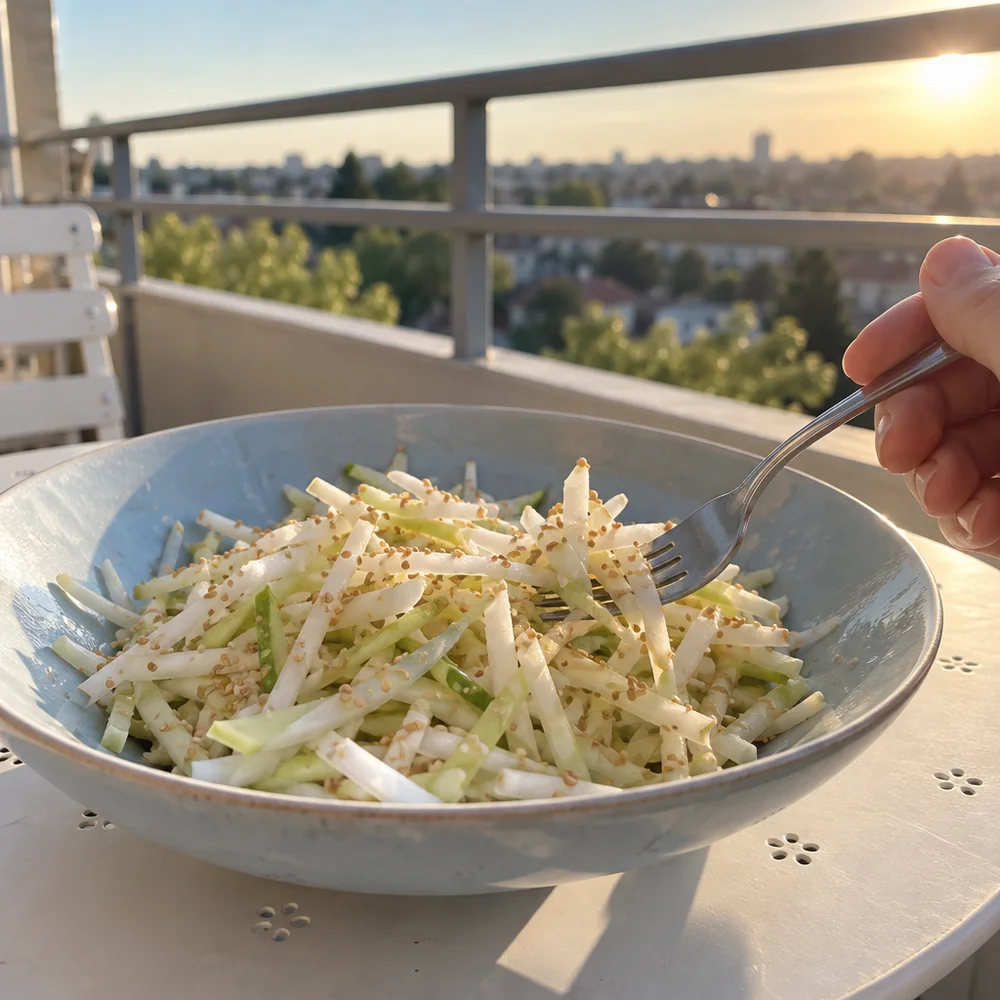 Vegan kohlrabi and white radish salad