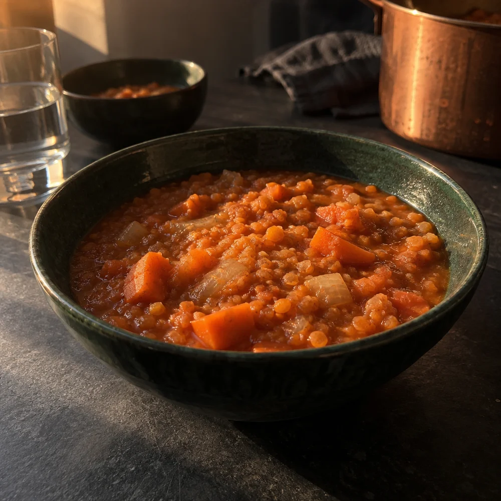 Vegan lentil and carrot stew