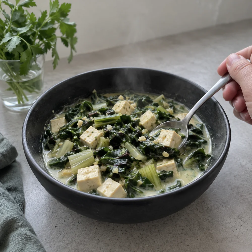 Vegan chard stew with tofu
