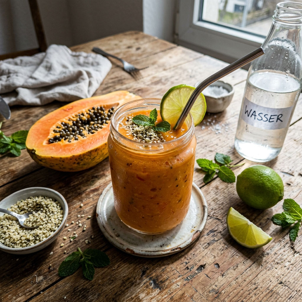 Vegan papaya and mint smoothie