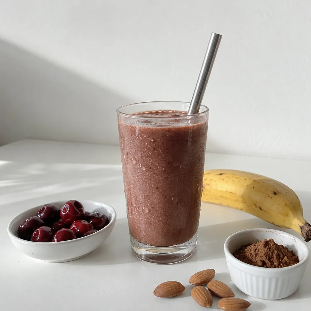 Vegan chocolate and cherry smoothie