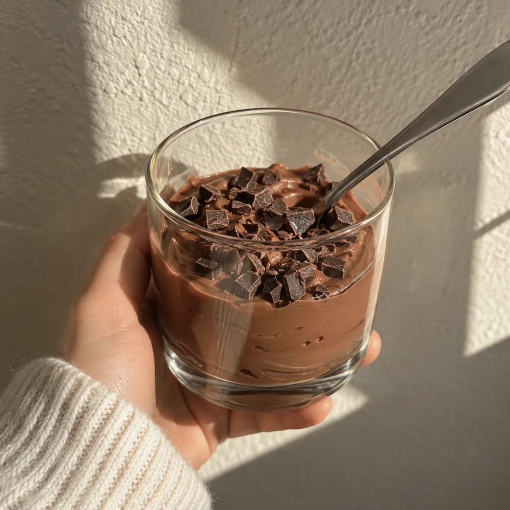 Vegan chocolate silken tofu pudding