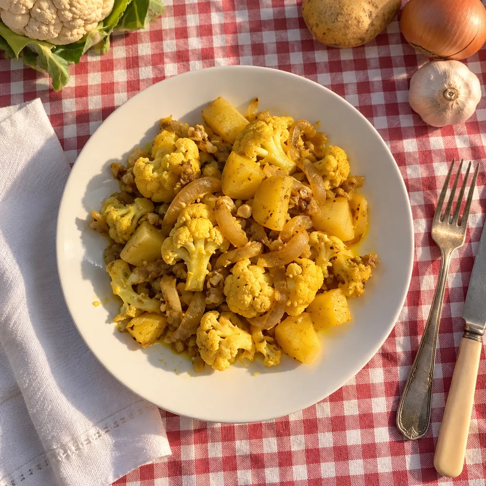 Vegan aloo gobi with turmeric