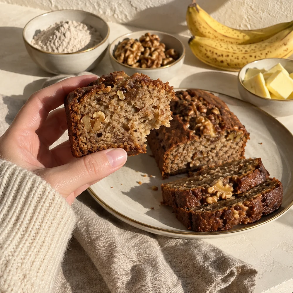 Vegan banana and walnut bread