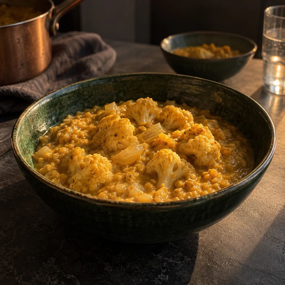 Vegan cauliflower and lentil dal