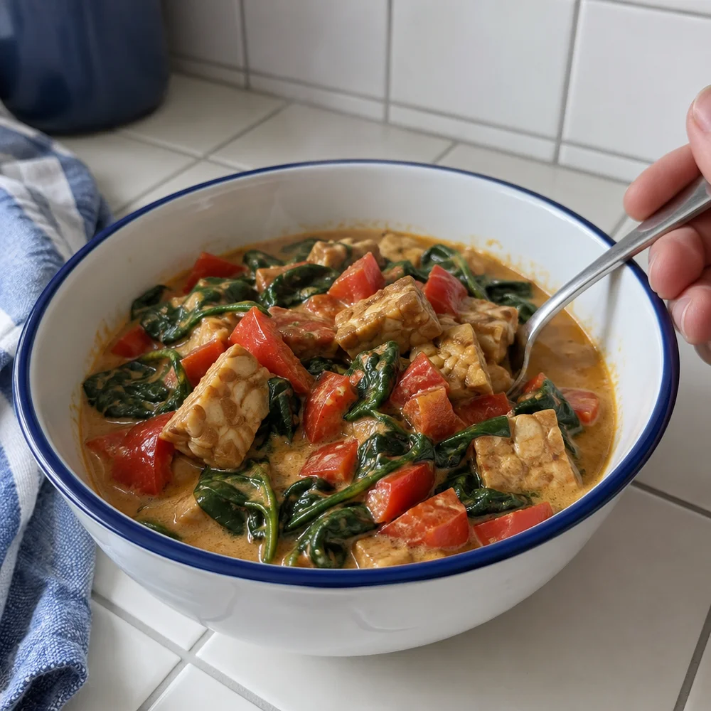 Vegan peanut tempeh curry