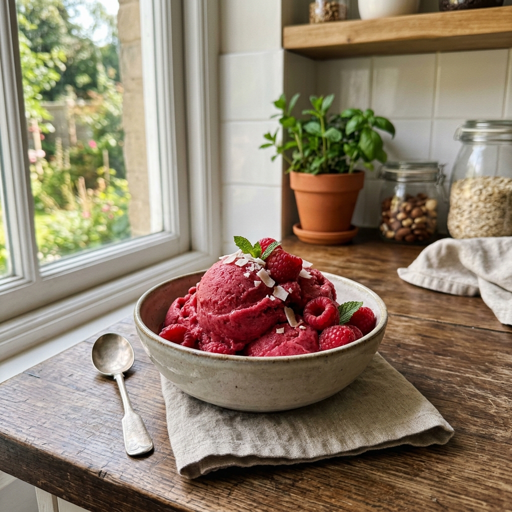 Vegan raspberry sorbet