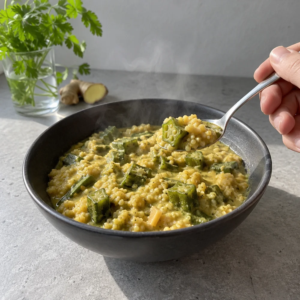 Vegan millet and okra curry