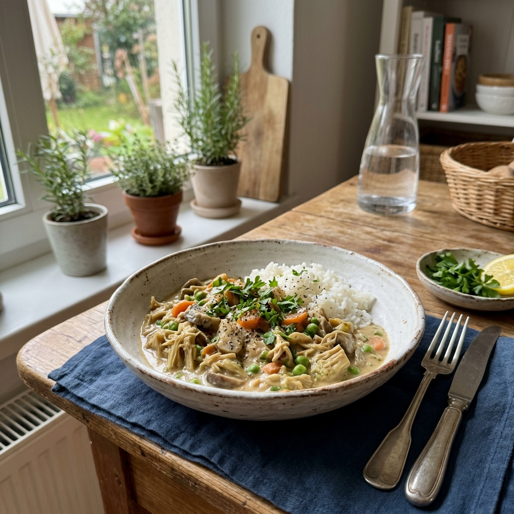 Vegan jackfruit fricassee