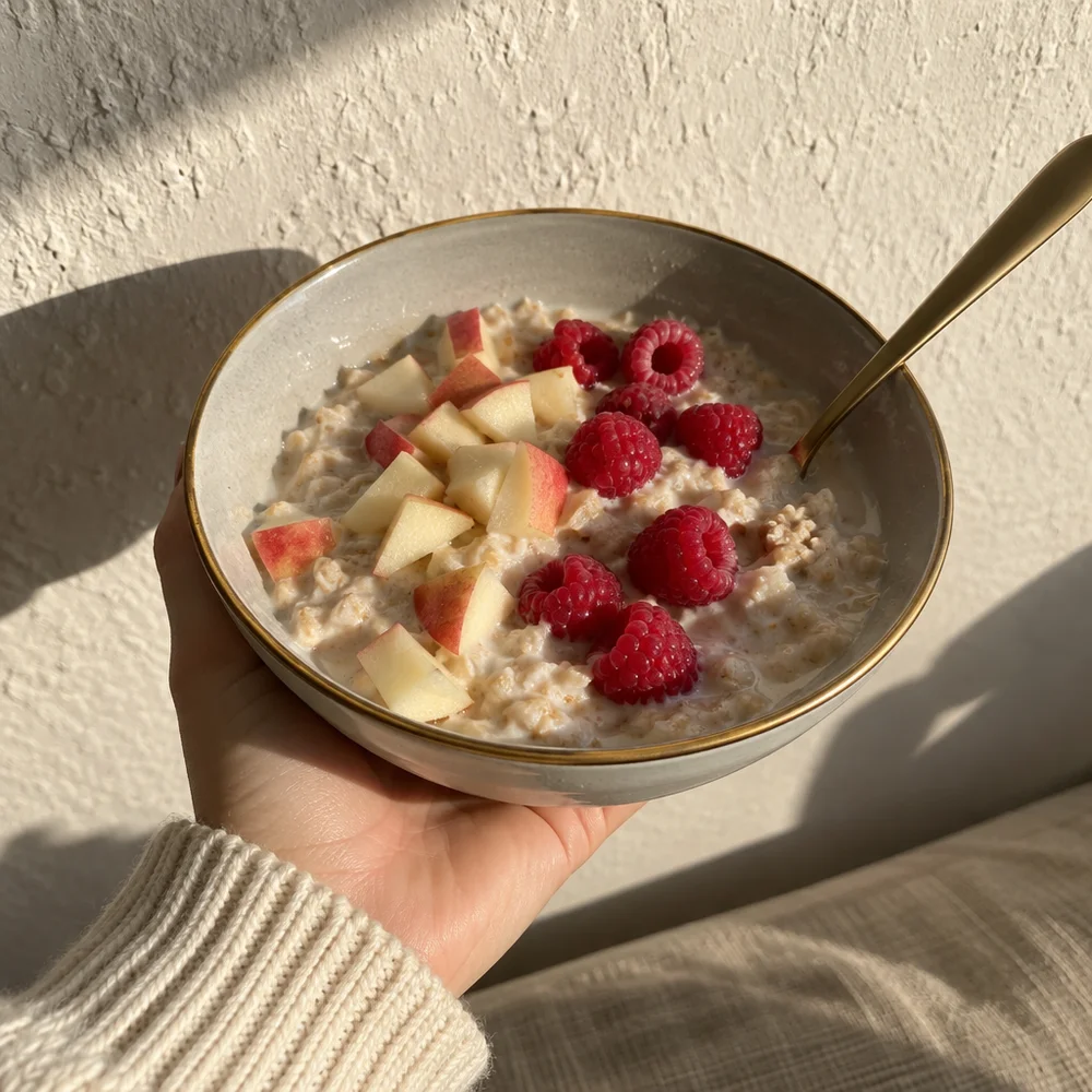 Vegan coconut and raspberry porridge