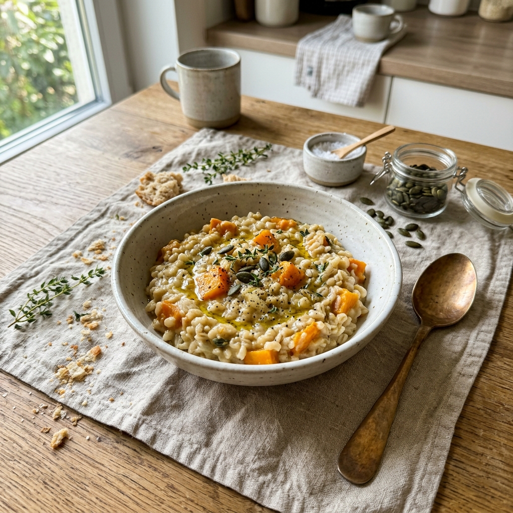 Veganes Kürbis-Graupen-Risotto